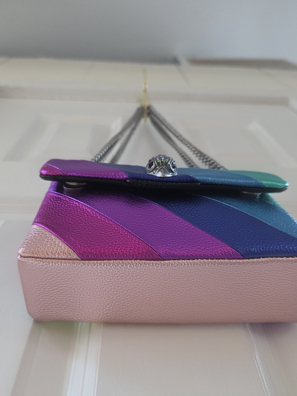 Kurt Geiger Rainbow Metallic Diagonal Stripe Mini Shoulder Bag - Picture 8 of 8